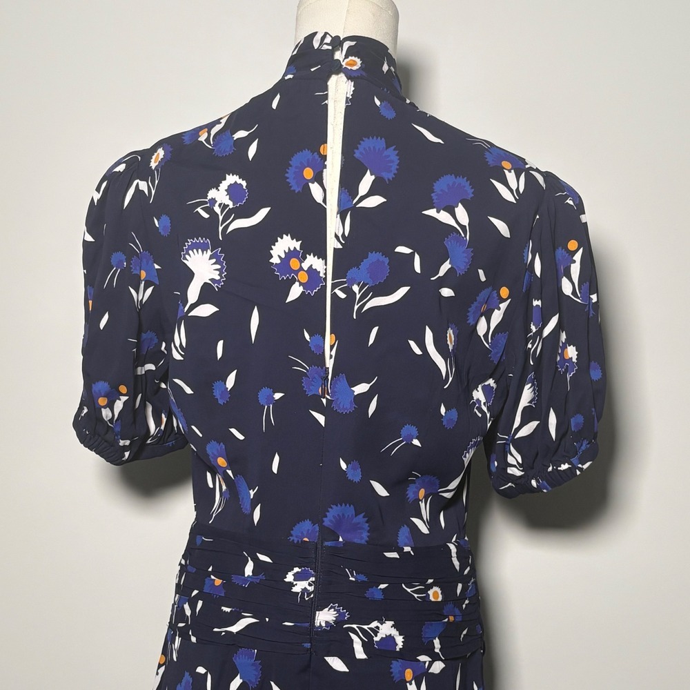 Self Portrait Womens Botanical-Print Jersey Crepe Navy Minidress US 8 - Picture 8 of 15